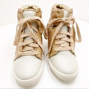 {ENZO} Valentina Tan Sporty Wedge Sneakers